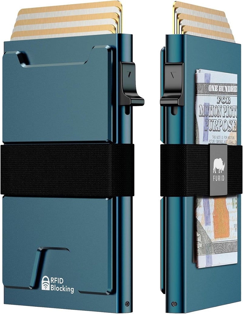 furid Smart Card Wallet for Men Slim: Minimalist Wallet For Men - RFID Blocking Pop Up Front Pocket Wallet, Metal Wallet 11 Card Holder - Image 1